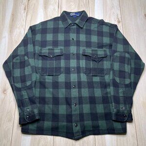 Polo Ralph Lauren Button Up Mens Green Plaid Spread Regular Shirt Pockets Medium